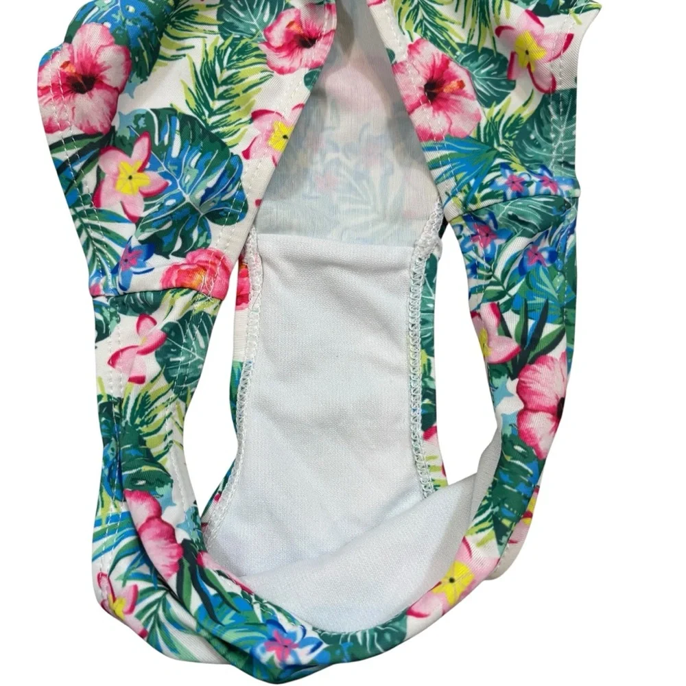 Girls Floral Bow Detail Two‎ Piece Swim Suit Bikini Size 7-8